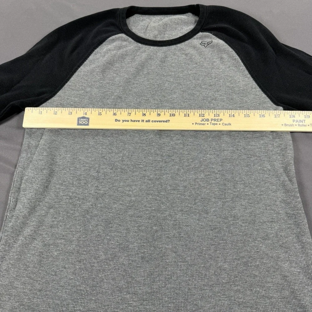 Fox Racing Small Grey and Black Long Sleeve Shirt‎ Casual Thermal Waffle